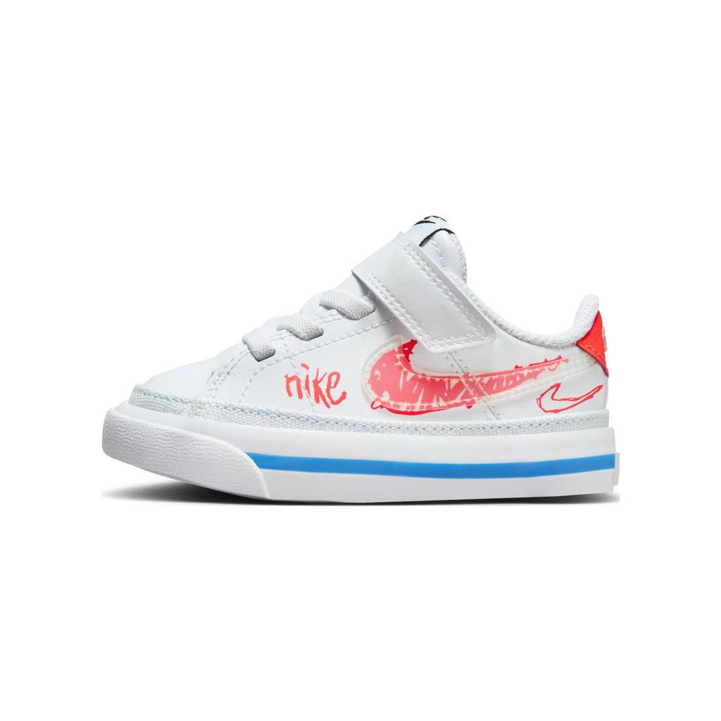 Nike Court Legacy Durable Non-Slip Low-Top Walking Shoes Baby Shoes White Red FB7781-100