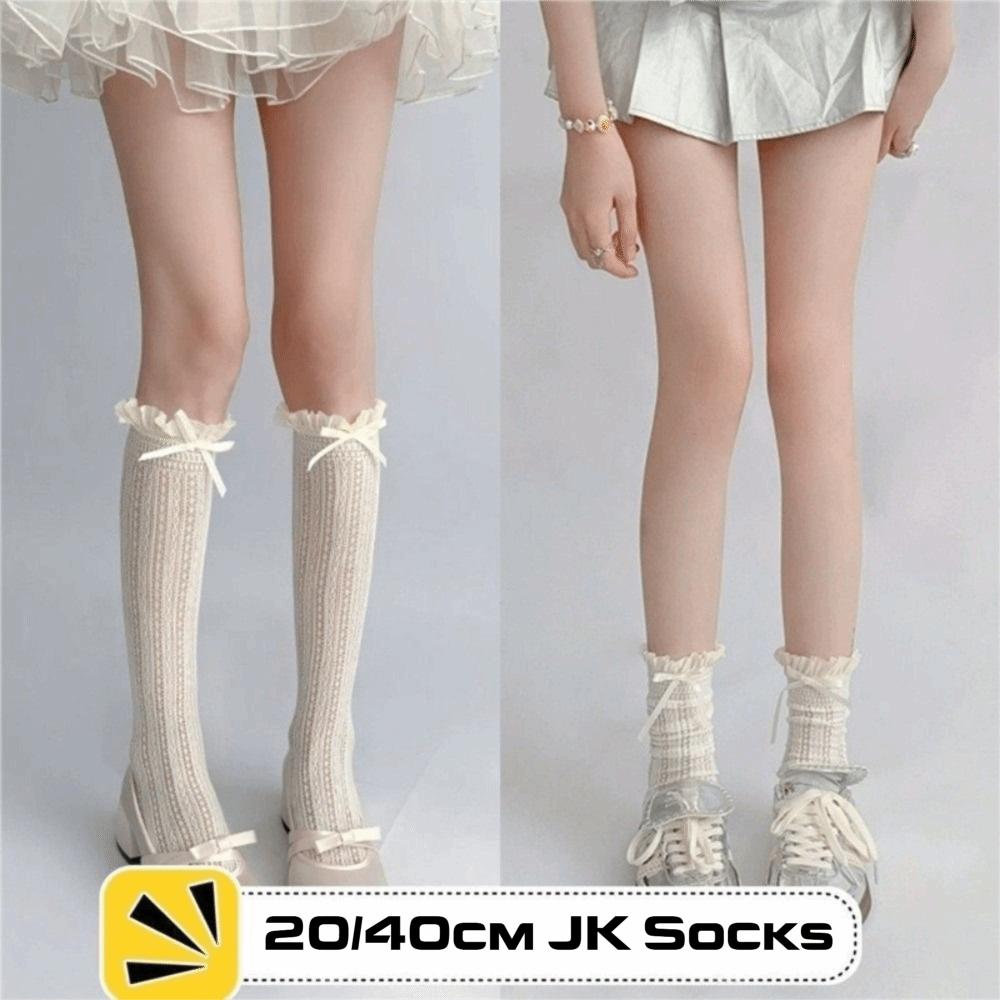 1 Pair Hollow Lace JK Socks Solid Color Calf Socks Thin Over The Knee Socks  Girls Wear