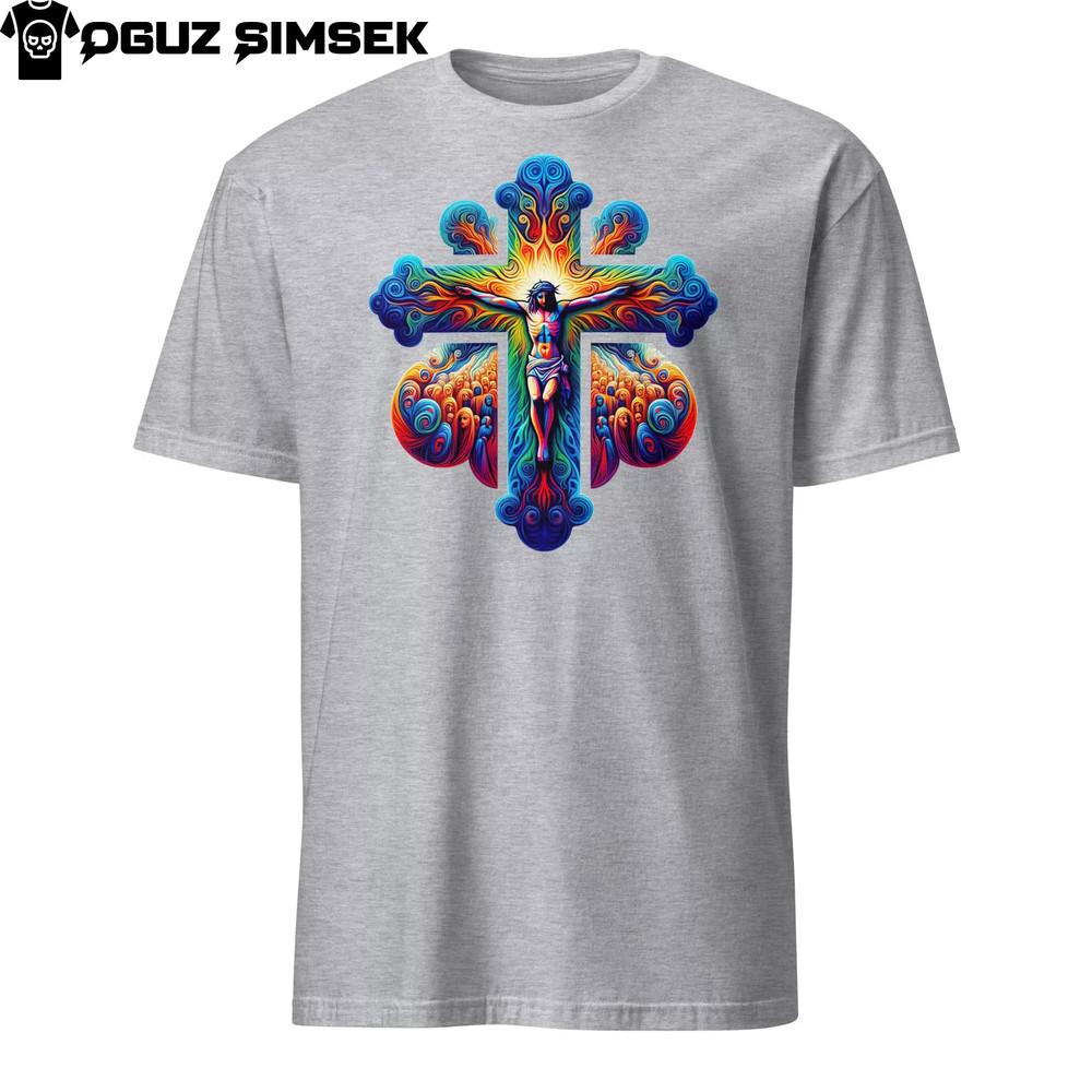 

Colorful Jesus in Cruce Crucifix Short-Sleeve T-Shirt - Vibrant Christian Tee 4XL