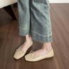 Square head bow ballet single shoes women's flat shoes one pedal