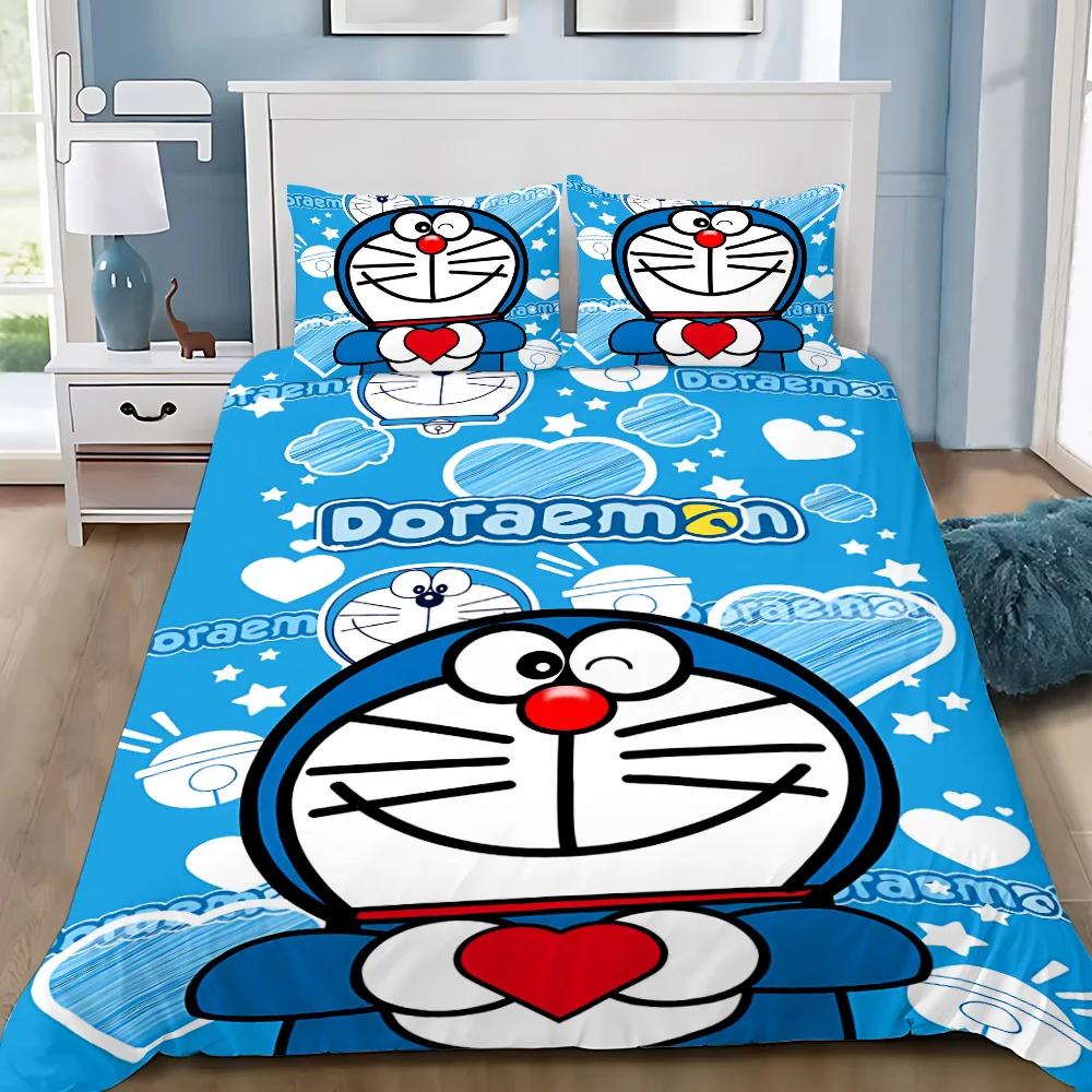 Carton D-Doraemons Soft Duvet Cover Pilowcase Children Beding Set Adult People Boy Girl Bedrom Decoration Gift Single Double Large Sized Dimensions