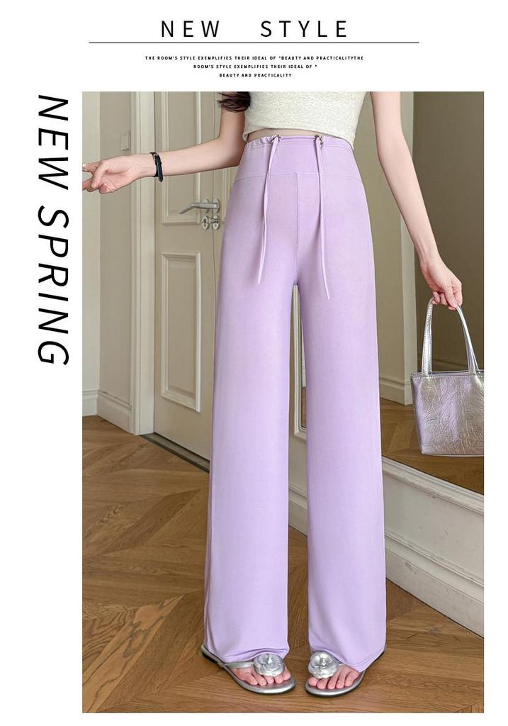 2026 Spring/Summer Maternity Ice Silk Wide-Leg Lace-Up Pants