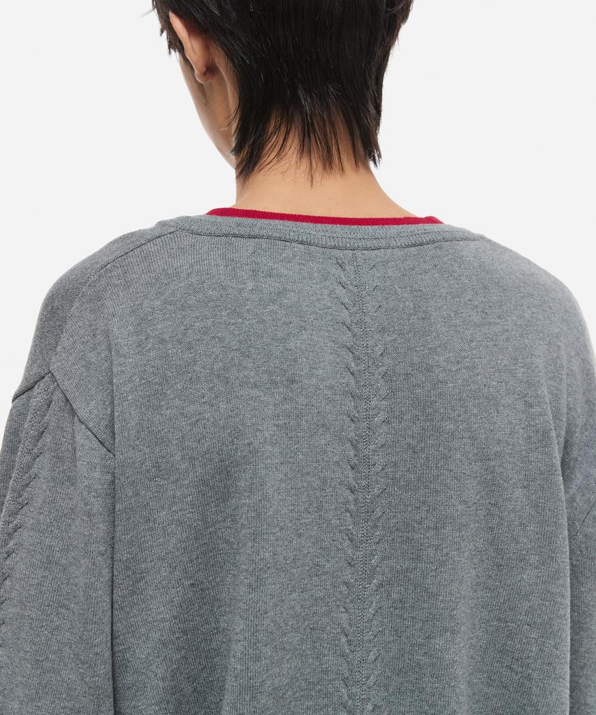 DNSR Washable V-Neck Layered Knit Gray