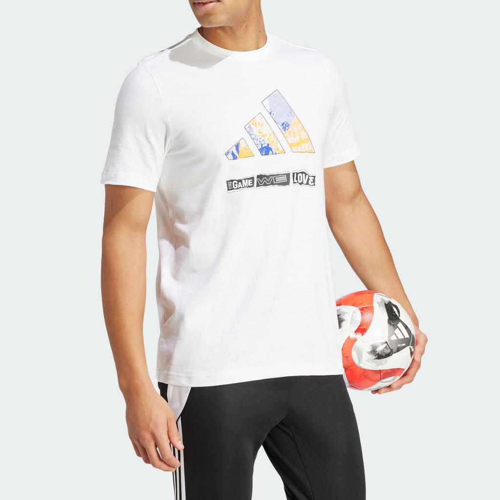 Adidas Camiseta Confortável de Manga Curta e Gola Redonda Masculina Tops Branco IS2323