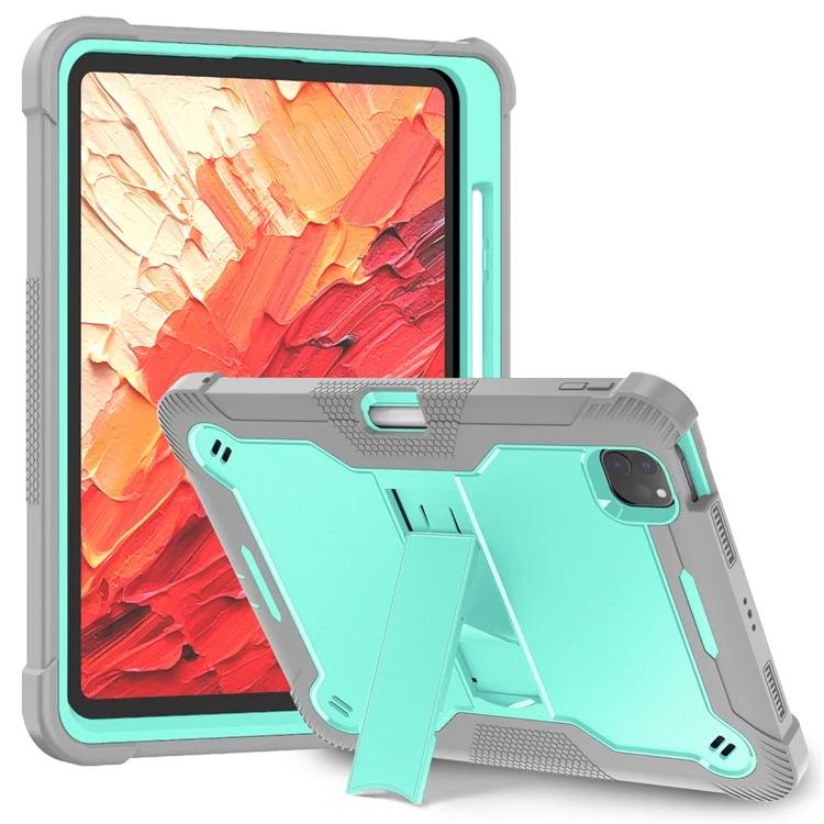 

For iPad Pro 11 (2024) Case Hard PC and Soft Silicone Tablet Cover with Bracket Kickstand