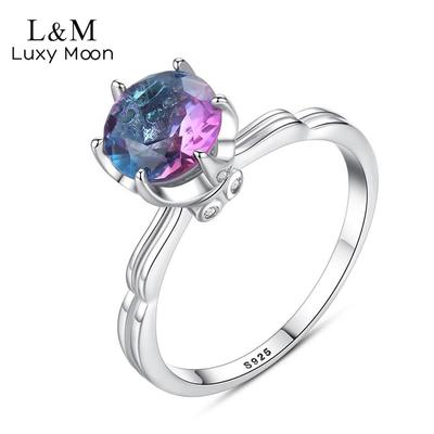 S925 Silver Ring Rainbow Stone Jewelry Sterling Silver Jewelry