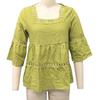 Top da Donna Scollo Quadrato Maniche 3/4 Colore Unito Vestibilità Larga Morbido Elastico Camicetta Design con Intreccio di Pizzo Top Casual per Uso Quotidiano