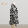 Women Spring Fall Coat Fake Chest Pocket Turn-down Collar Single-breasted Leopard Print Long Sleeves Mid Length Daily Wear Jacket