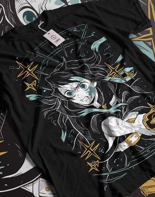 Muichiro Tokito T-Shirt Kimetsu no Yaiba Demon Slayer Anime Schwarzes Shirt Alle Größen