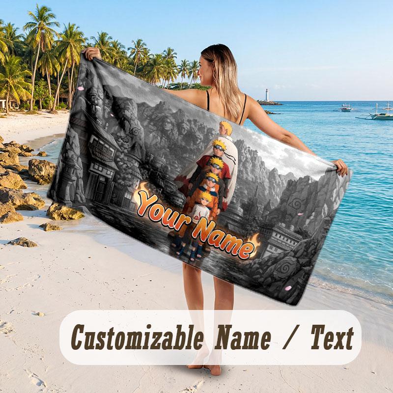 Custom Name Large Beach Towel,Naruto Quick Absorbent Towel For Outdoor Travel Poolside