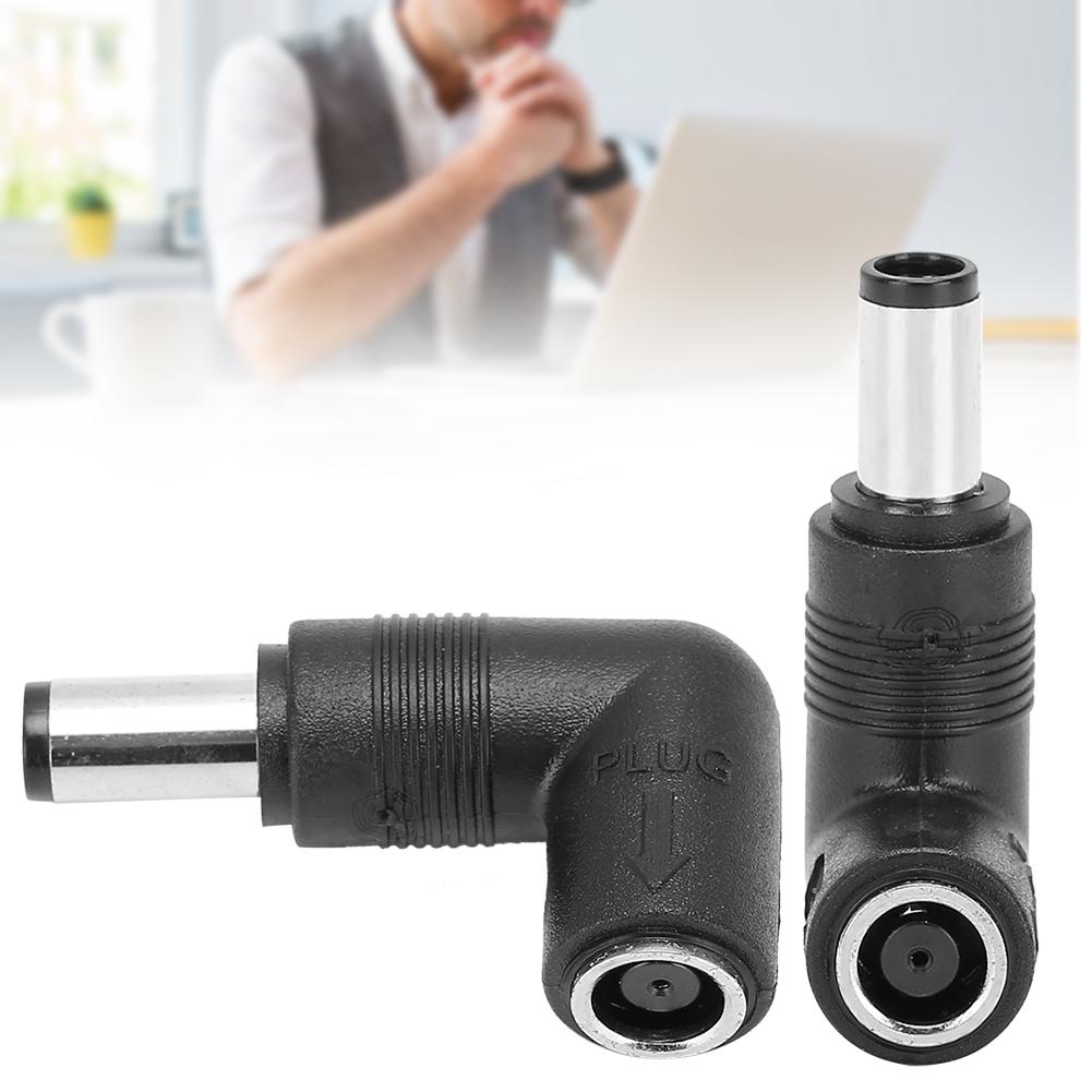 2Pcs Female to Male Adapter Black for HP Dell Straight to Elbow 7.4 x 5.0mm to 7.4x5.0mm