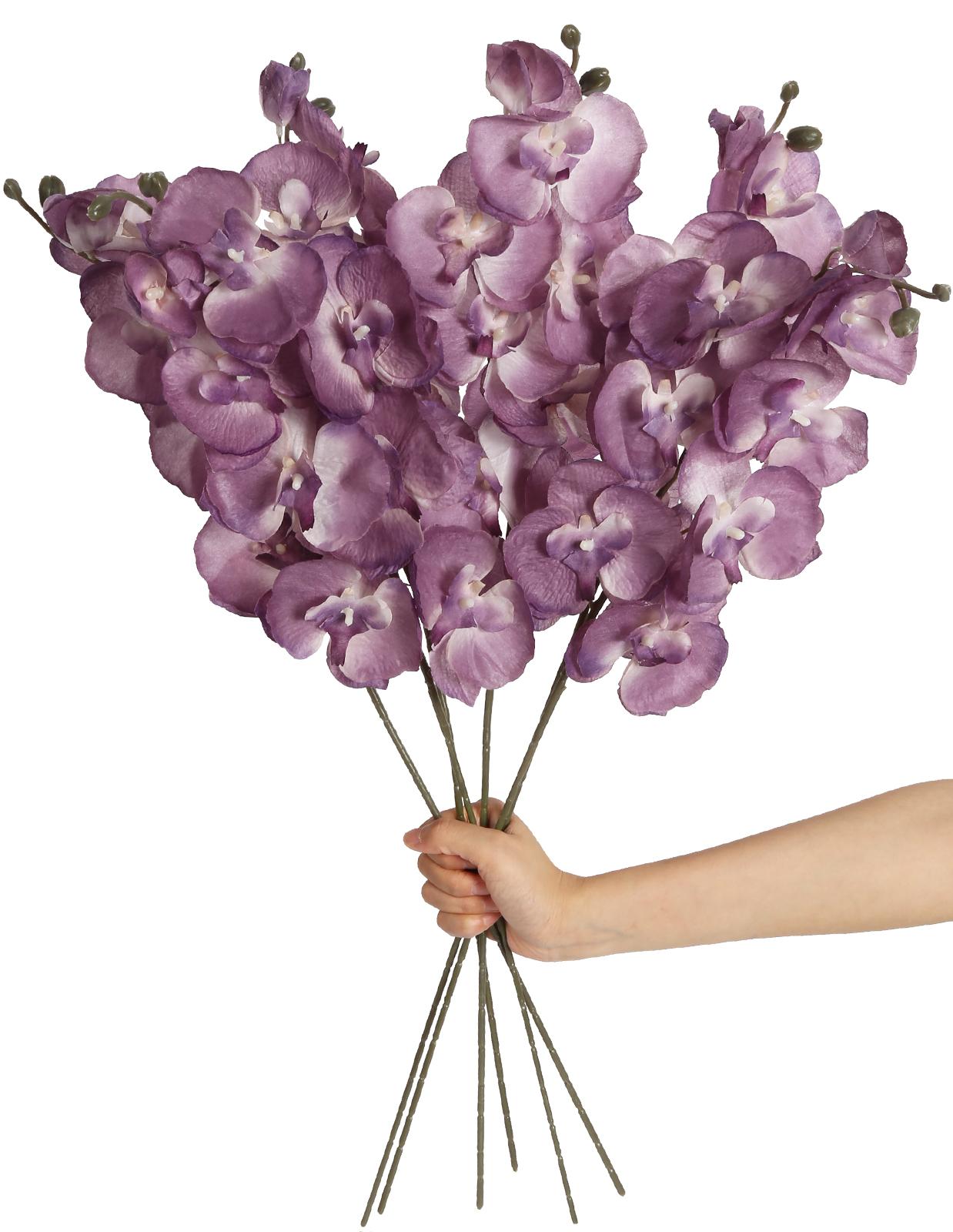 

6 шт. Искусственный фаленопсис из нетканого материала на длинном стебле 26,7 дюйма Тканевый искусственный цветок Европейский реквизит для фотосъемки Обеденный стол Свадьба Уличный Домашний декор мальвовый