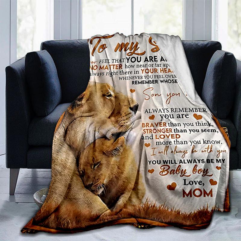 1pc Lioness and Cub Love Blanket Home Decor, Throw for Couch, Outdoor Blanket .W097