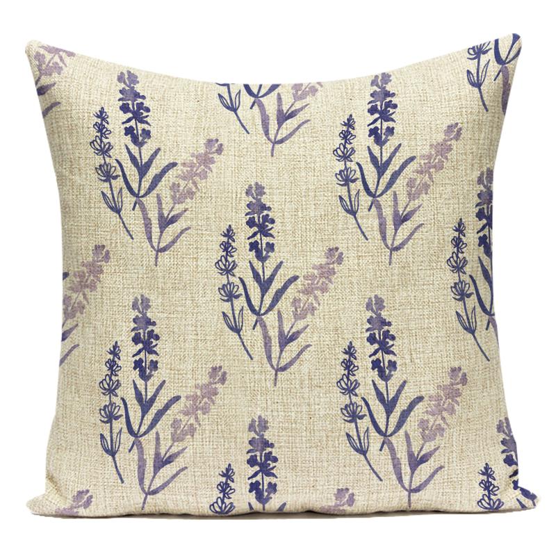 Decorative Throw Pillows Case Purple Lavender Flower Polyester Pillow Cushion Cover for Sofa Home Living Room Decoration