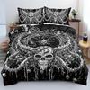 Black Damask Comforter Cover Set Exotic Sugar Skull Duvet Covers Gothic Vintage Floral Skeleton Bedding Set Bohemian Quilt Cover