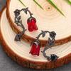 New Punk Gothic Dark Exquisite Thorn Vine Red Rose Blossom Earrings For Women Fashion Jewelry Holiday Party Accessories Gifts