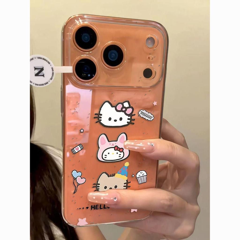 Hello Kitty Transparent Cartoon Case for Apple 13Pro/14/15/16/17 ProMax XS
