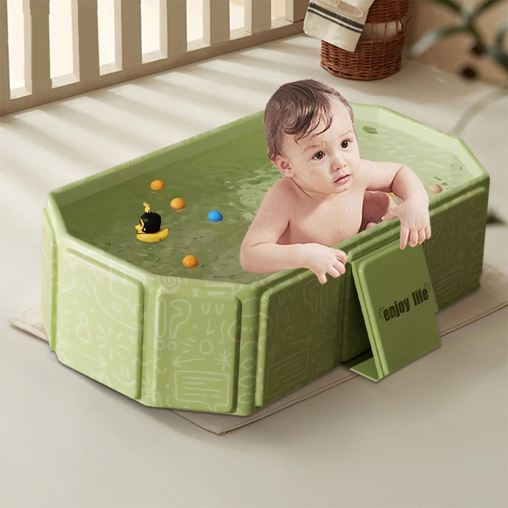 Baby Bathtub for Infants To Toddlers Collapsible Baby Bath Tub with Drain Outlet Infant Tub Toddler Bathtub Shower Basin75x45x25