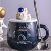 Ceramic Cup Astronaut Rocket with Lid Handle Spoon Boy and Girl Mug Cartoon Fun Space