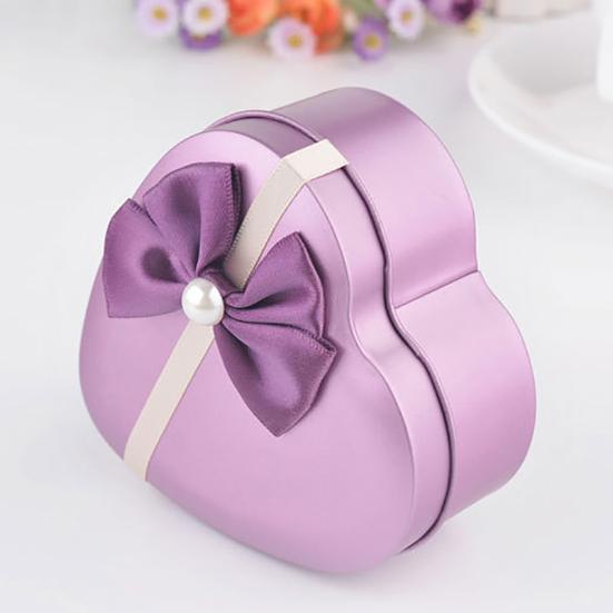 Fashion Heart Shape Bow-knot Jewelry Gift Box Present Case with Shredded Paper