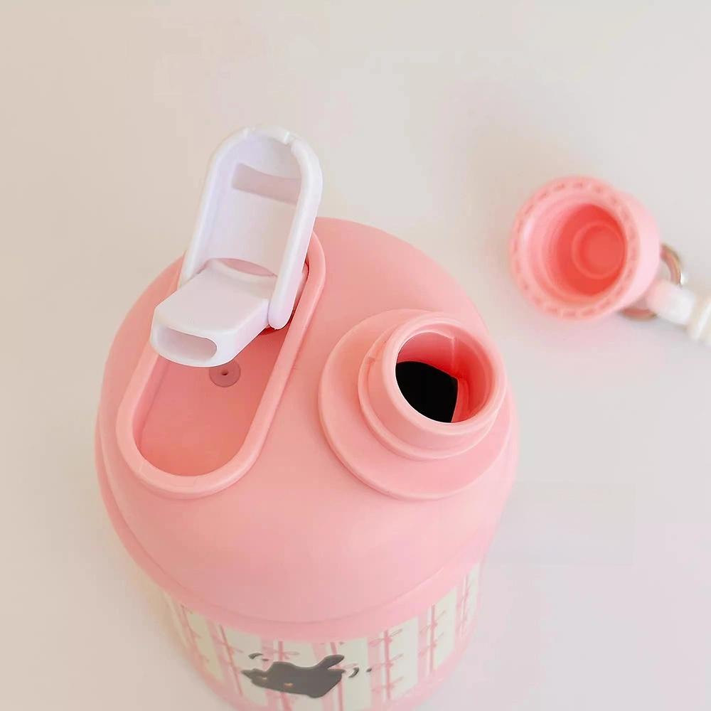 Kawaii Cat Bow Thermos Bottle With Straw For Coffee Tea 420ml Cute Boba Water Bottle Thermal Mug Insulated Cup For Girl Kids