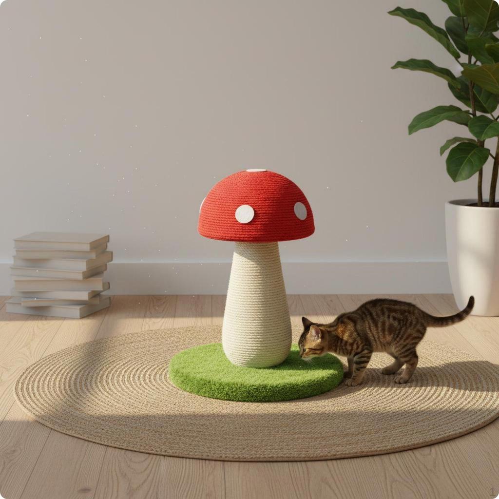 FungiThemed Feline Playful Ball Toys Mushrooms Scratching Pillar Claw Care Sisal Cat