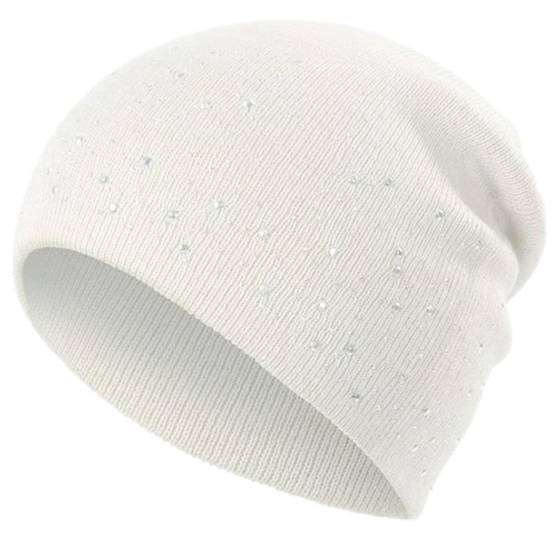 Damen Lässige Winter Herbst Mütze Stilvolle & Glänzende Strass-Dekoration Damen Beanie Outdoor Streetwear Strickmütze