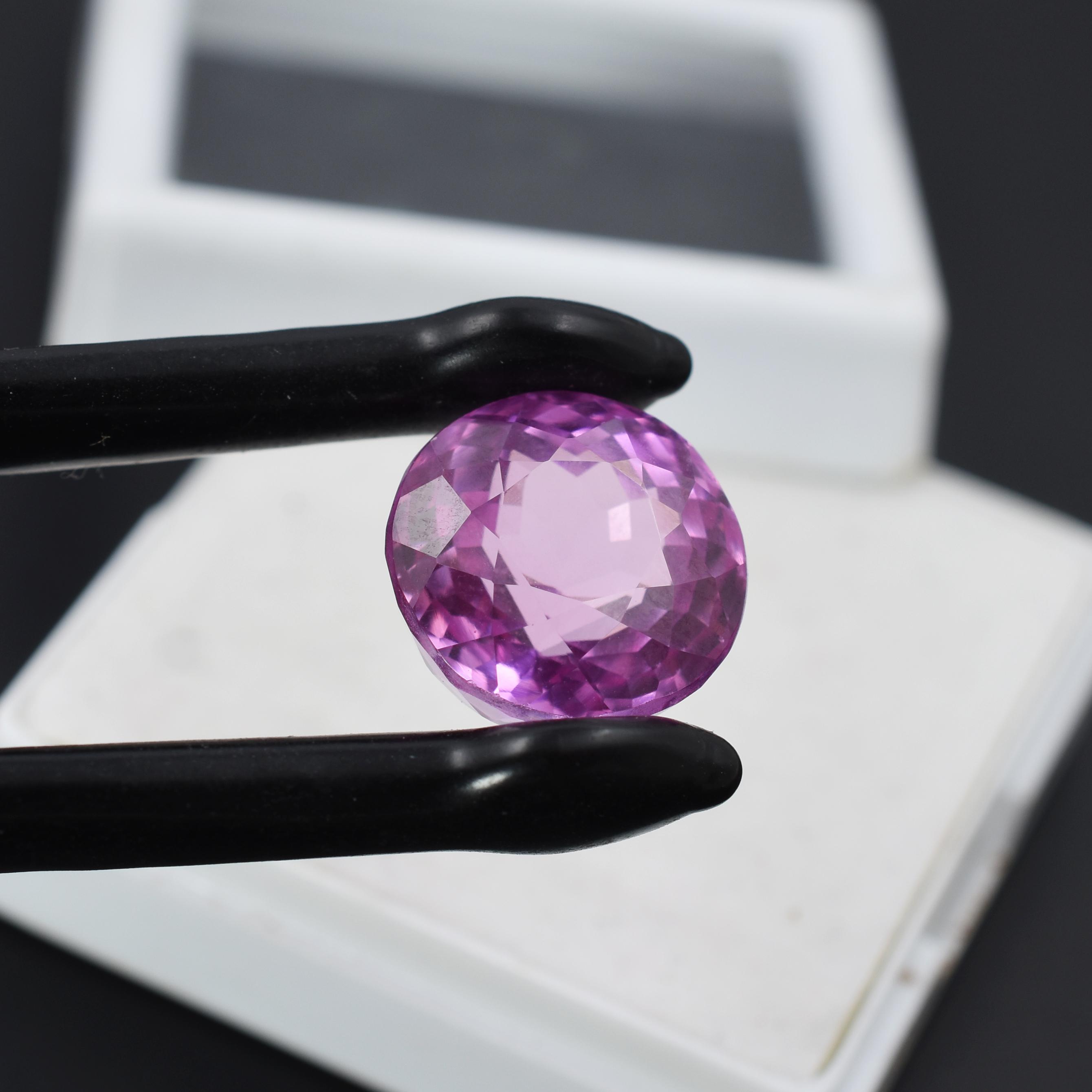 

Natural Pink Sapphire Ring Size 19.85 Ct Round Cut CERTIFIED Loose Gemstone M-1961-Sa 14.1 mm approx рожевий