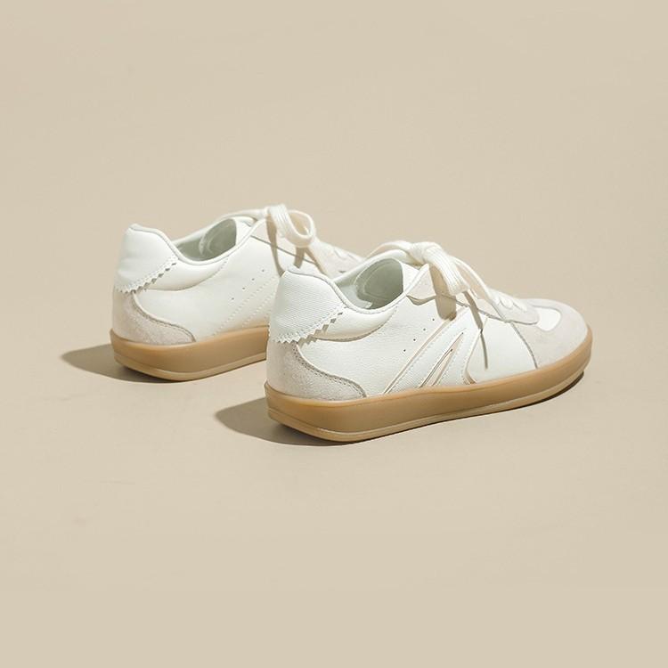 Cowhide version~ Spring new leather round head casual breathable soft bottom soft surface leather women's shoes trendy sports style shoes