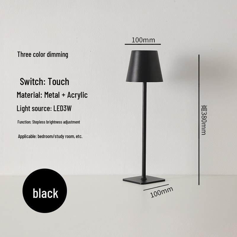 

Modern Minimalist High-Leg Table Lamp - Wrought Iron Bedside Night Light and Decoration 2.5W чёрный