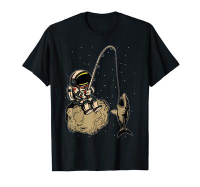 Space Fishing Astronaut Astronomy Cosmology Shark T-Shirt