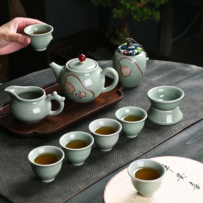 Fumaide Dehua Ge Kiln Ceramic Kung Fu Tea Set (10-Piece, Gift Box)