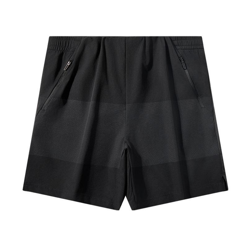 Men Quick Dry Athletic Shorts Elastic Waist Casual Sports Shorts Zipper Pockets Running Training M чёрный