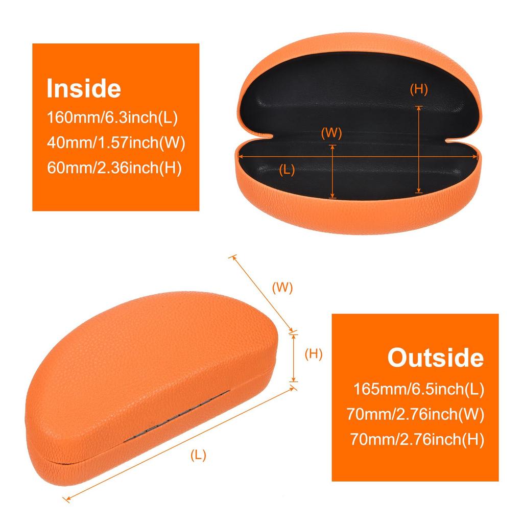 Uxcell Eyeglass PU Leather Hard Shell Eyeglass Protector Portable Sunglasses Case for Men and Orange 2-Pack Cases, Anti-Scratch Case, Women,