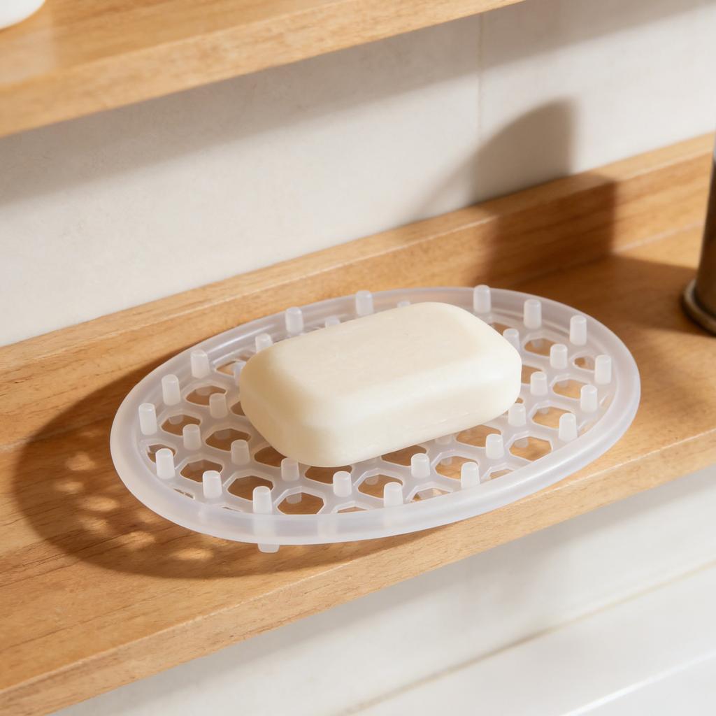 4Pcs Silicone Soap Dish Non Slip Bar Holder Drainage Holes Bath Shower Tray Soap Saver Pad Bathroom Kitchen Sink Organizer