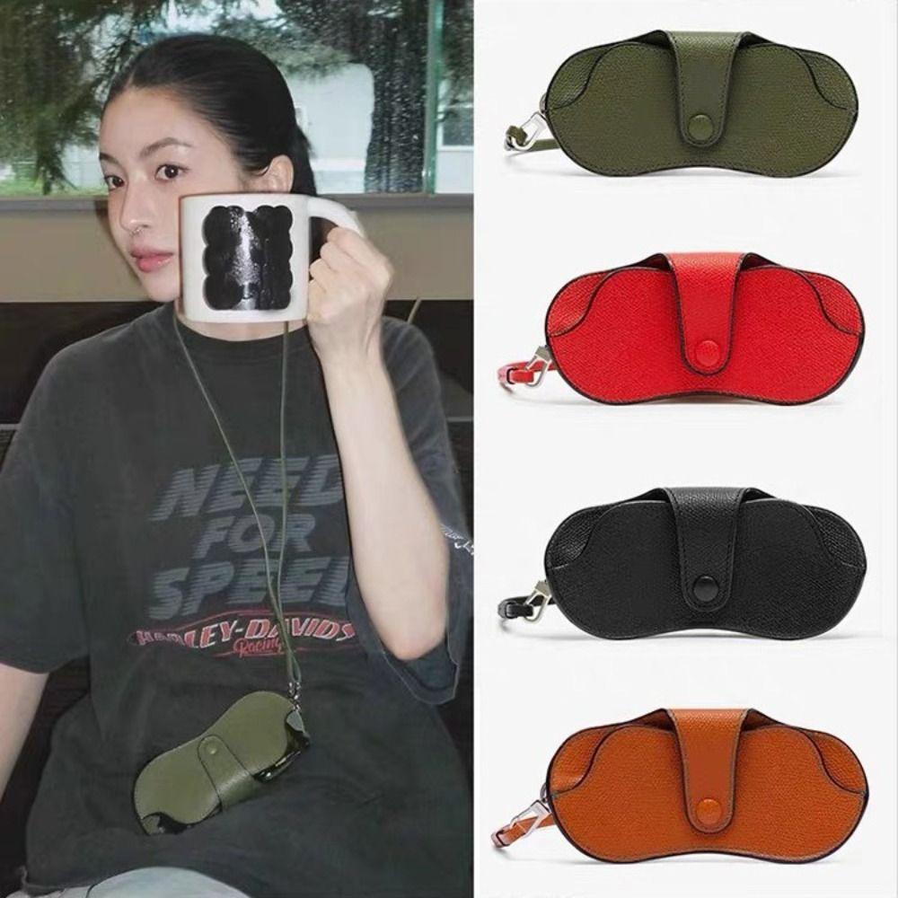 PU Leather Sunglasses Pouch with Lanyard Hanging Sunglasses SunGlasses Holder  Eyewear Accessories
