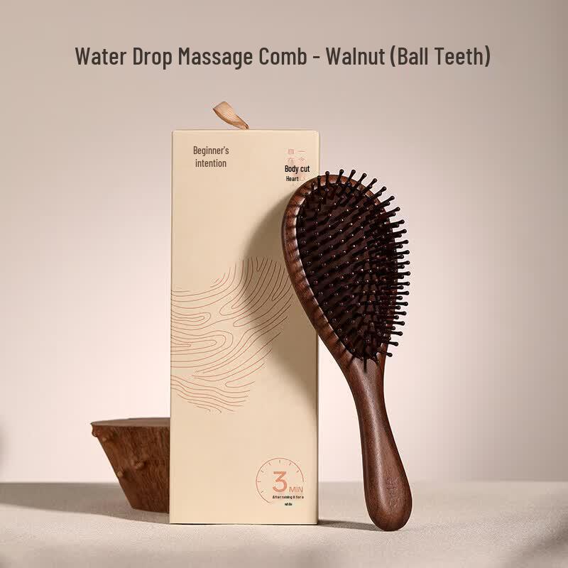 Walnut Wood Teardrop Massage Comb