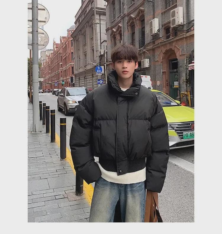 Herren Vintage Amerikanische Kurze Stehkragen Baumwolljacke - Trendige High-End Schwarze Herbst/Winter Jacke