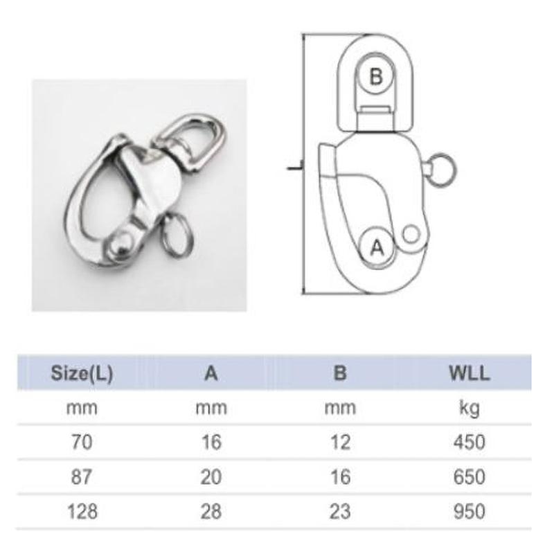 Swivel Eye Snap Shackle Quick Release Bail Rigging Sailing Boat Marine 316 Stainless Steel Fixed Snap Anchor Shackle Rigging
