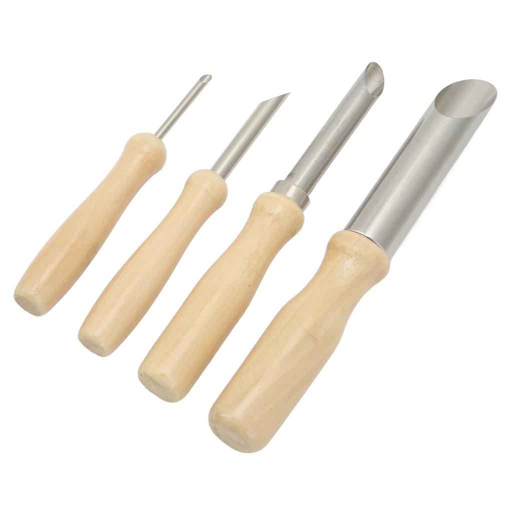 4 STÜCKE Tonlochschneider Rund Edelstahl Keramiklochschneider Ergonomischer Skulpturenlochschneider mit Holzgriff für