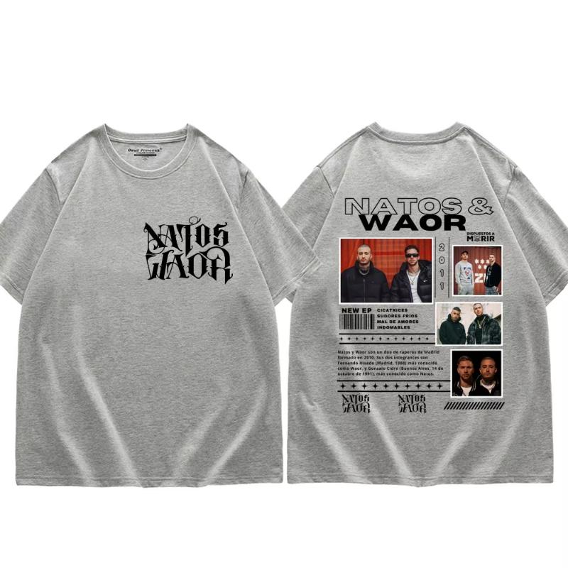 Rapper NATOS WAOR Tour 2025 Merch Tshirt Unisexs Womens Fashion Hip Hop Vintage T Shirts Summer Cotton Oversized Tshirts