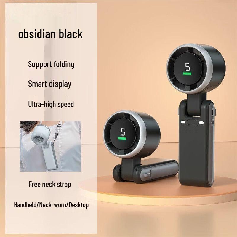 Portable 3-in-1 USB Mini Fan: Ultra-Fast Cooling, Long Battery Life, Handheld/Neck Hanging/Desktop Modes 4000mAh Extended Battery - 5-Speed Smart Display