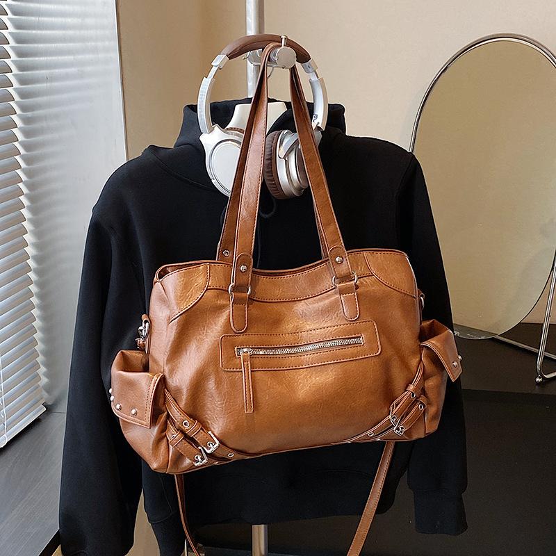 Retro Bag Women's Large Capacity 2025 New Autumn and Winter Versatile Shoulder Messenger Bag Texture Student Class Tote Bag