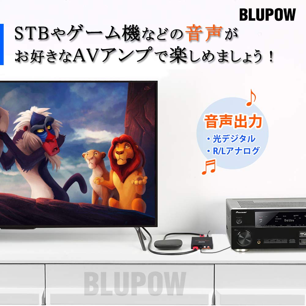 BLUPOW Power 4K30Hz Compatible HDMI Audio Splitter Optical Digital HDMI Sound Separator Audio Distributor Digital Audio Splitter Compatible with PS4