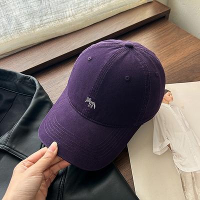 Grape Purple Embroidered Little Fox Soft Top Baseball Cap Women's New High Quality White Cap
