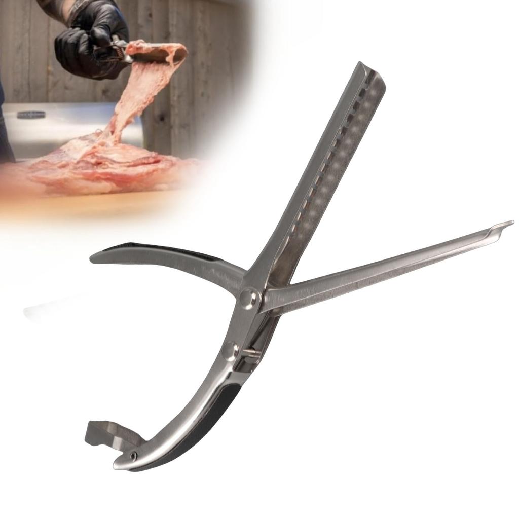 Rib Prep Tool, Stainless Steel Rib Membrane Remover Tool with Arc Clamp Non Slip Grip for Kitchen Gadget BBQ Preparation
