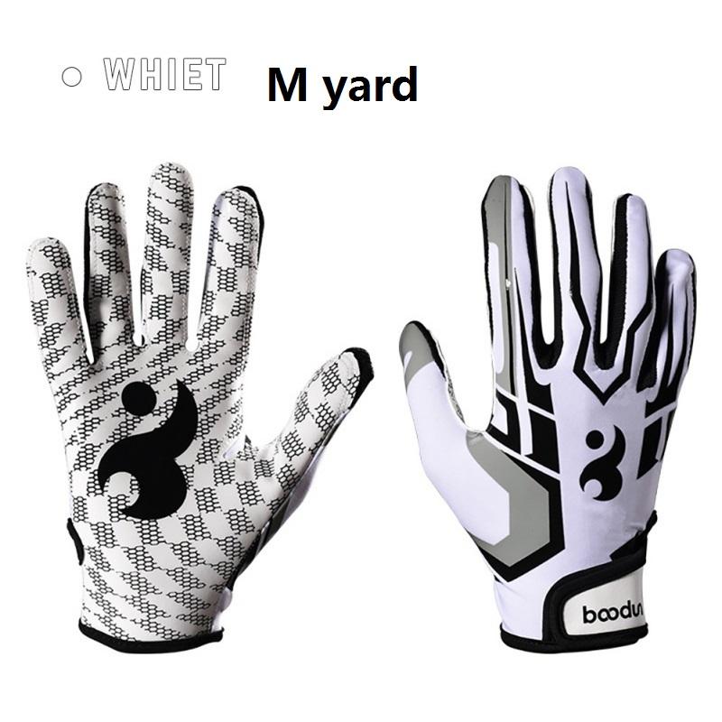 1 Pair Outdoor Rugby Gloves Full Finger Anti Slip Silicone Baseball American Football Gloves Adjustable Wristband Gloves