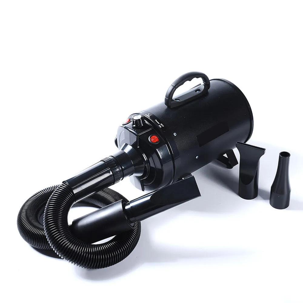 

2000W/2.7HP Dog Blow Dryer Adjustable Speed Temperature Control with 4 Nozzles and Extendable Hose for Pet Hair Grooming чёрный