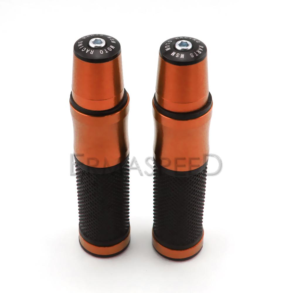 Pair of 7/8" 22mm Motorcycle Hand Grips With Bar End Plugs CNC Aluminum & Rubber Handlebar Grips For Motocross Pitbike