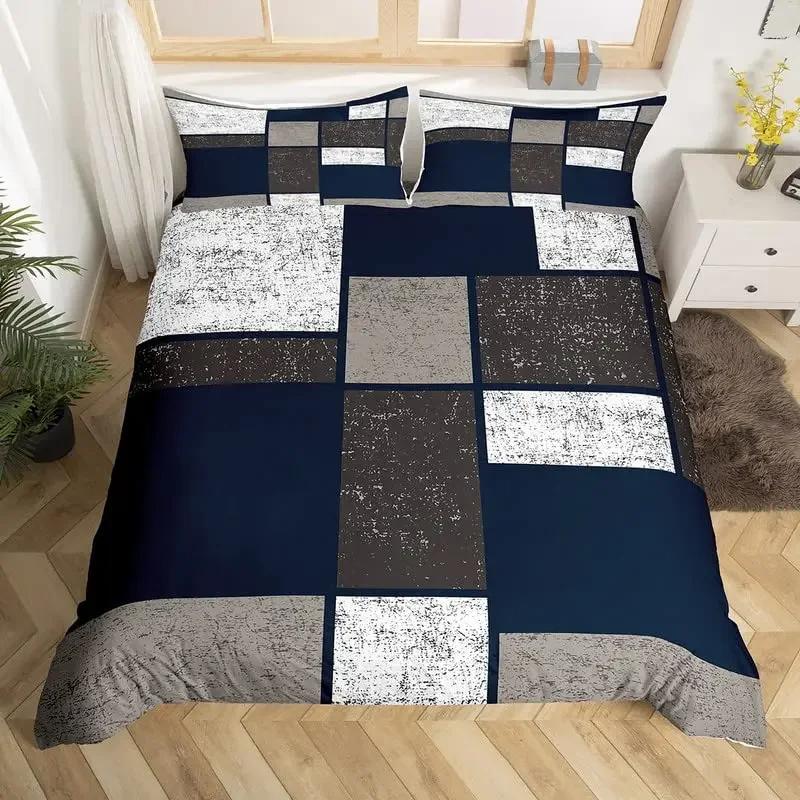 Comforter Geometric Single King Buffalo Check Comforter Modern Art Plaid Bedding Set Microfiber Geometry